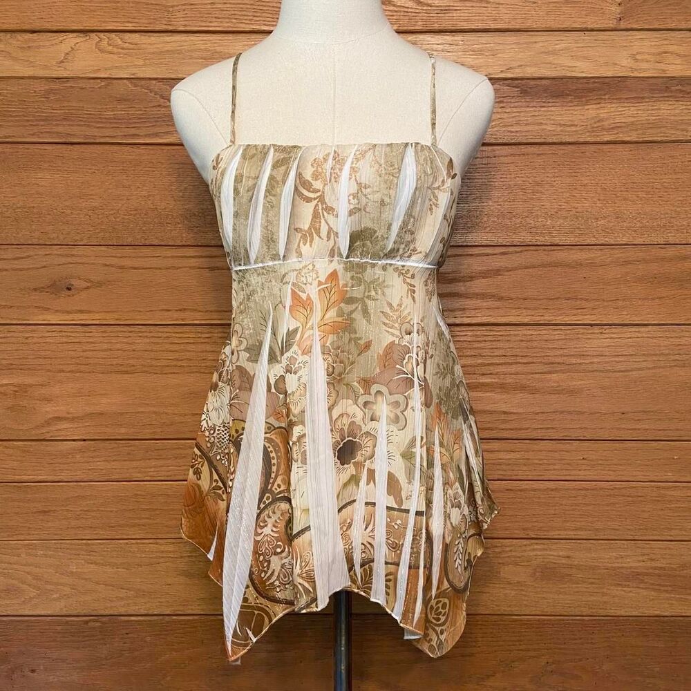 Vintage Y2K Studio Y floral metallic print tank top